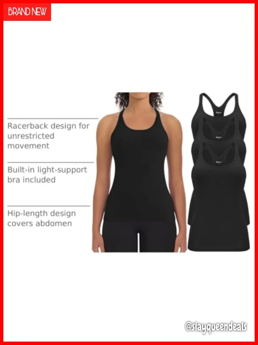 3 Pack Workout Tank Tops Built in Bra Ribbed Seamless Racerback Yoga Gym